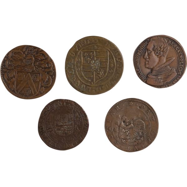 Netherlands 1630-1662 Spanish Netherlands Tokens (5 Pieces)