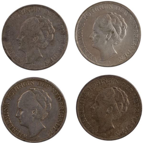 Netherlands 1930-38 Silver 2 1/2 Gulden (4 Pieces)