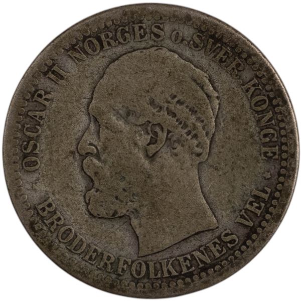 Norway 1895 Silver 50 Ore