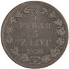 Image 1 : Poland 1838. MW Silver 5 Złotych 3/4 Rouble