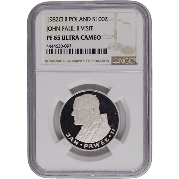 Poland 1982 CHI Silver 100 Złotych John Paul II Visit - Proof Strike