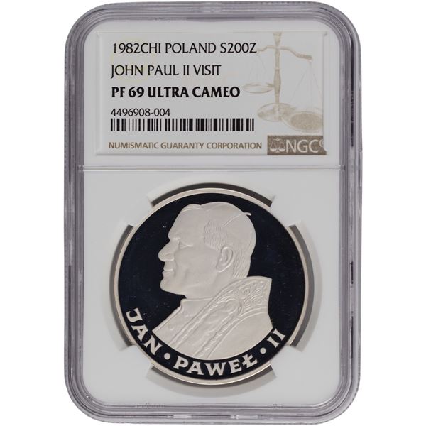 Poland 1982 CHI Silver 200 Zlotych John Paul II Visit - Proof Strike