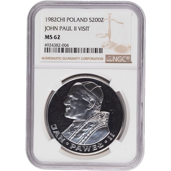 Poland 1982 CHI Silver 200 Złotych John Paul II - Regular Strike