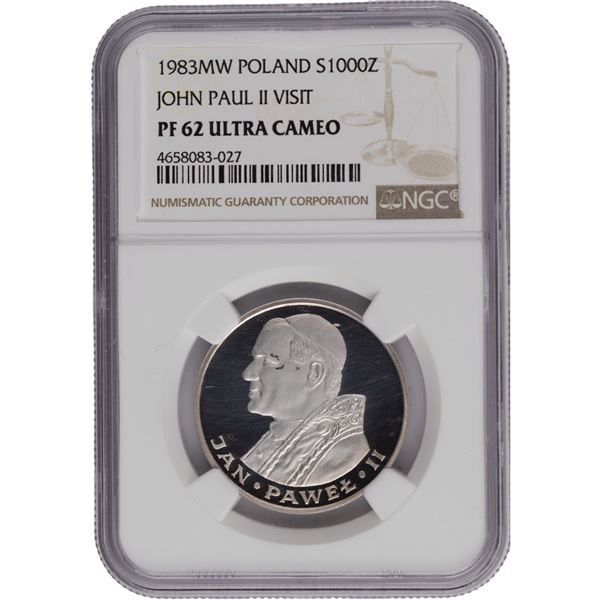 Poland 1983 MW Silver 1000 Złotych John Paul II Visit
