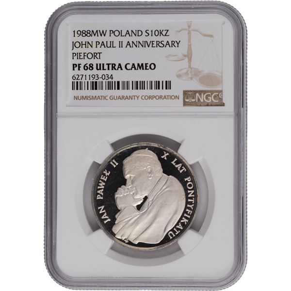 Poland 1988 MW Silver 10000 Złotych John Paul II Piedfort