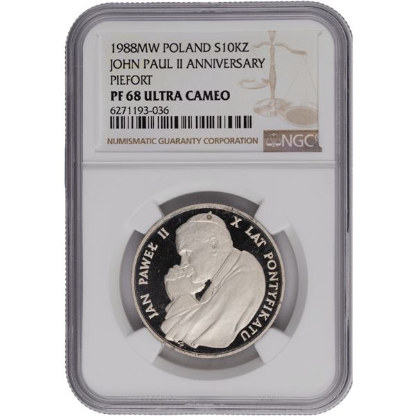 Poland 1988 MW Silver 10000 Złotych John Paul II Piedfort