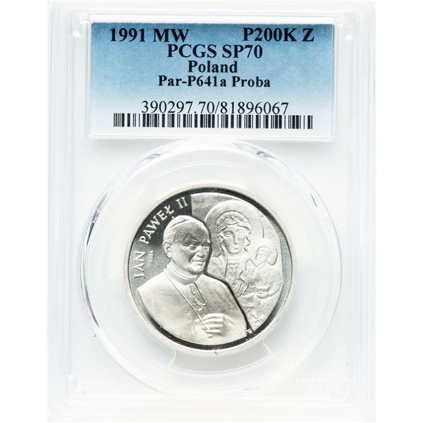 Poland 1991 MW Silver 200000 Złotych Próba John Paul II