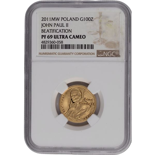 Poland 2011 MW Gold 100 Złotych John Paul II Beatification