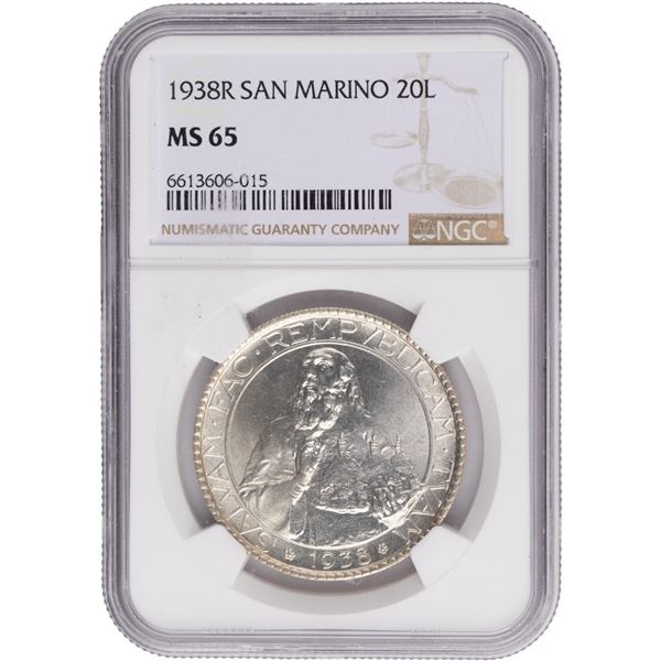 San Marino 1938 R Silver 20 Lire Key Date