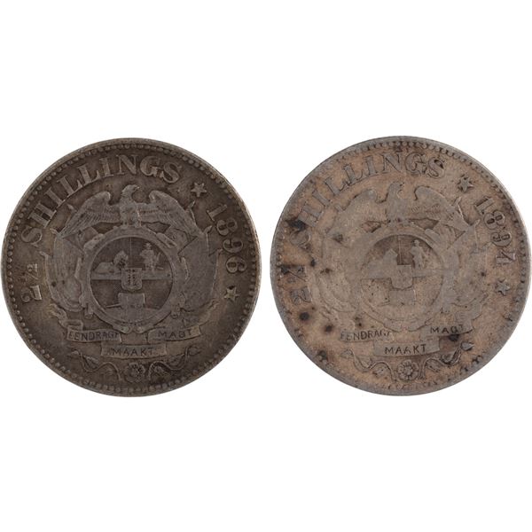 South Africa 1894, 1896 Silver 2 1/2 Shillings (2 Pieces)