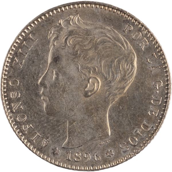 Spain 1896 PGV Silver 1 Peseta