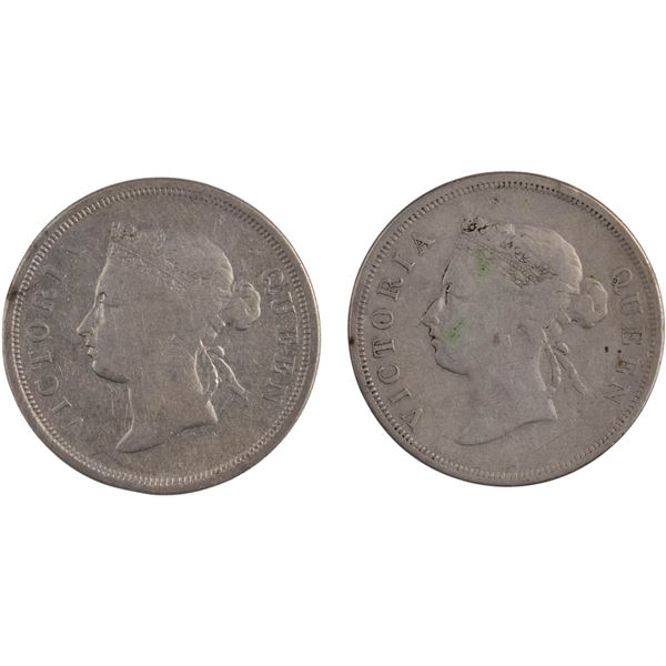 Straits Settlements 1886, 1897 H Silver 50 Cents Key Dates (2 Pieces)