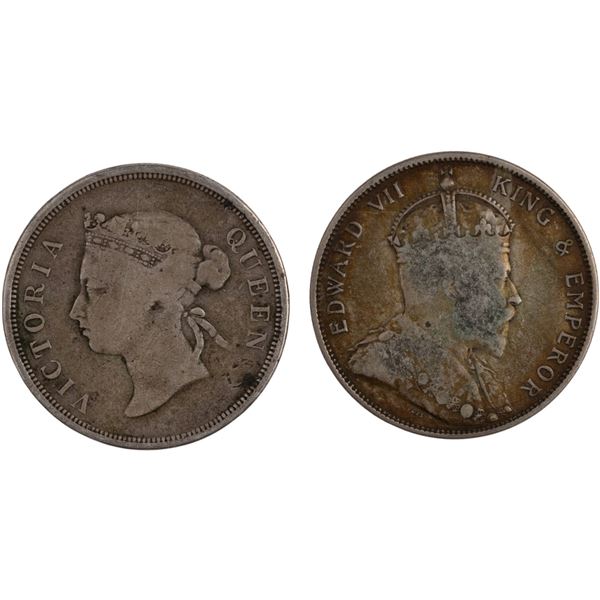 Straits Settlements 1894, 1903 Silver 50 Cents (2 Pieces)