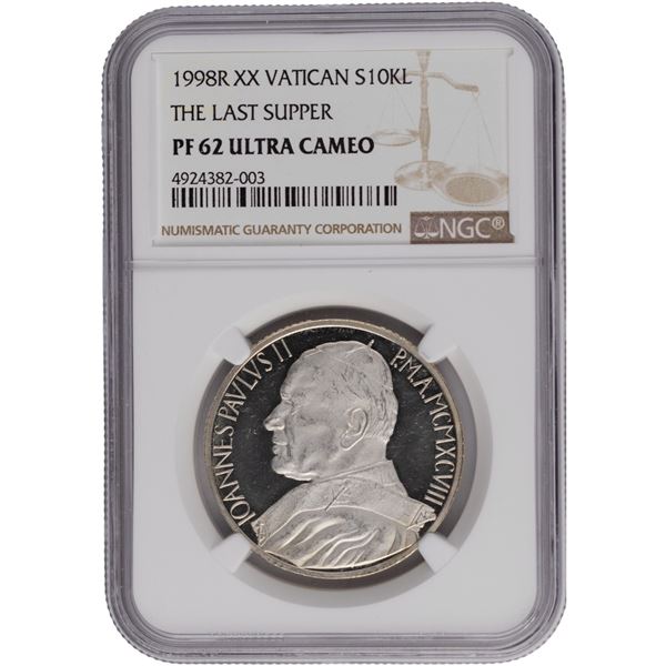 Vatican 1998R 10000 Lira The Last Supper Pope John Paul II Silver Coin