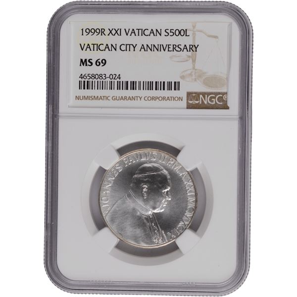Vatican 1999R 500 Lira Vatican City Anniversary Silver Coin
