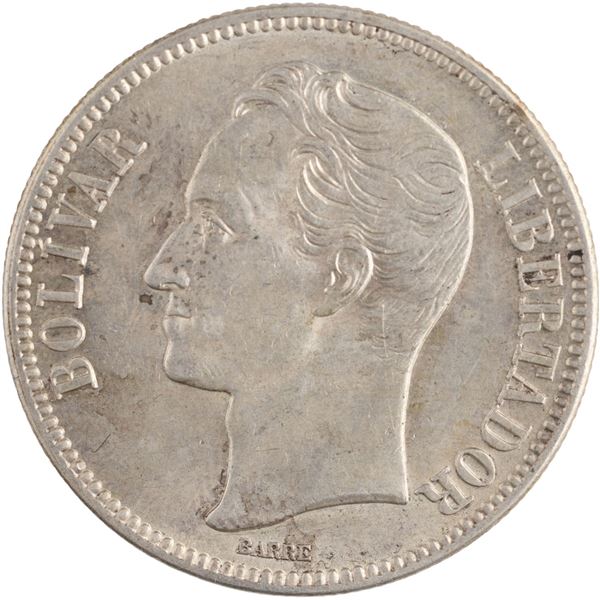 Venezuela 1935 Silver 5 Bolivares