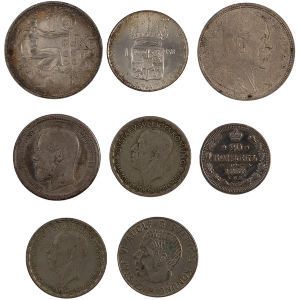 World Mixed Lot Sweden, Russia... 1880-1961 Silver (8 Pieces)