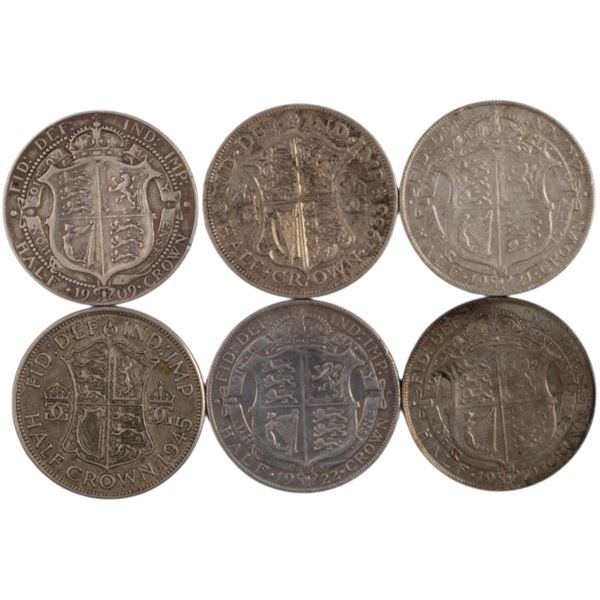 World Mixed Lots 1909-45 Great Britain Silver Coins (6 Pieces)