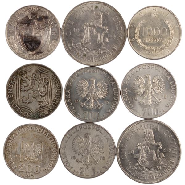 World Mixed Lots 1948-76 Poland, Finland... Silver Coins (9 Pieces)