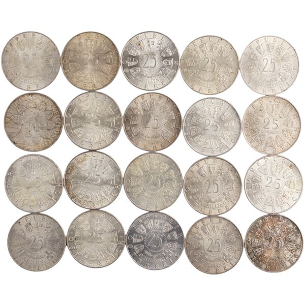 World Mixed Lots 1959-70 Austria Silver Coins (20 Pieces)