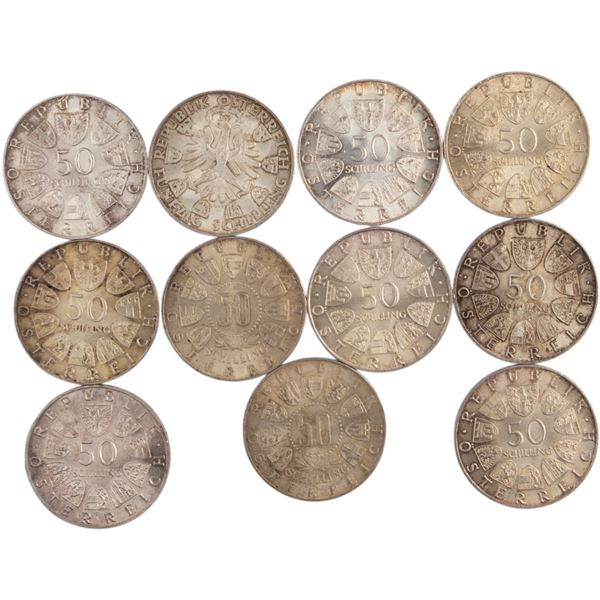 World Mixed Lots 1959-86 Austria Silver Coins (11 Pieces)