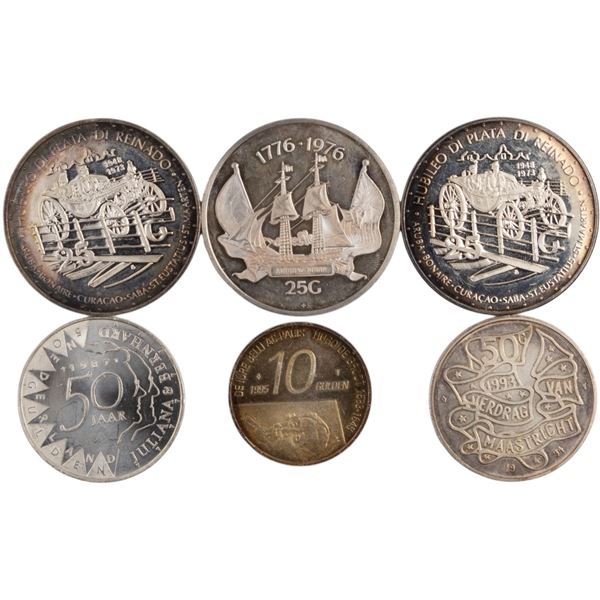World Mixed Lots 1973-91 Netherlands Silver Coins (6 Pieces)