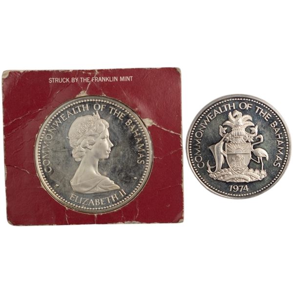 World Mixed Lots 1974 Bahamas Silver Coins (2 Pieces)