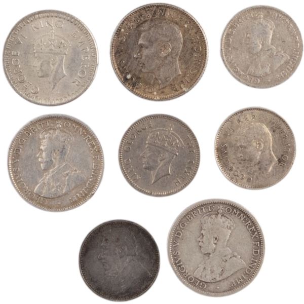 World Mixed Lots Australia, South Africa 1914-42 Silver (8 Pieces)