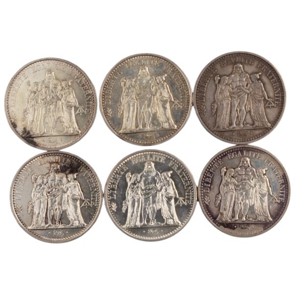 World Mixed Lots France 1965-71 Silver 10 Francs (6 Pieces)
