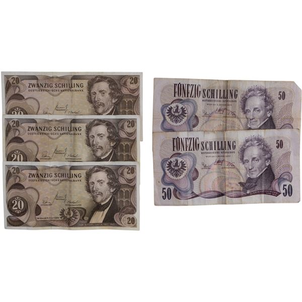 Austria Banknote Lot (5 Pieces)