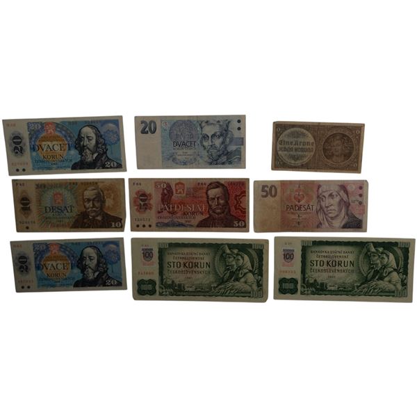 Czech Republic 1940-88 Banknotes (9 Pieces)