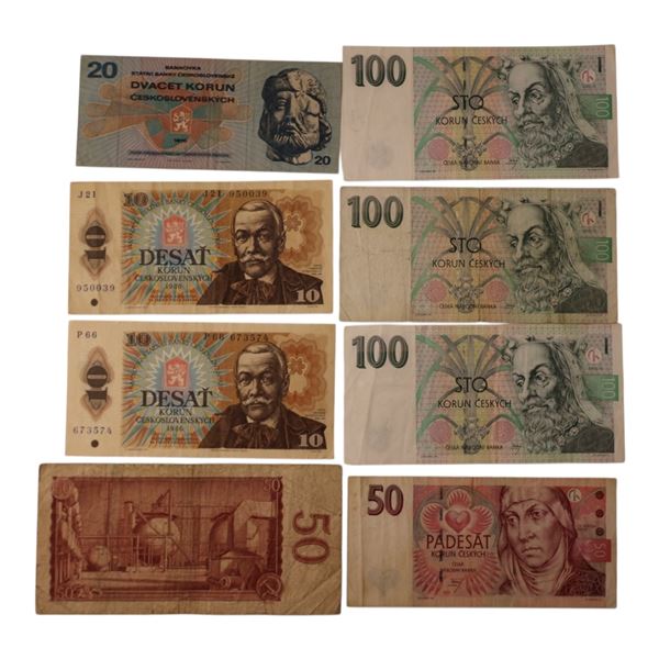 Czechoslovakia 1964-80 Banknote Lot (8 Pieces)