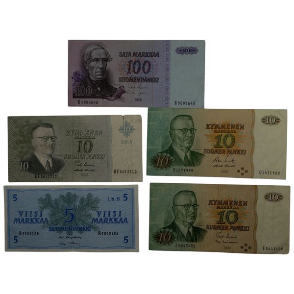 Finland 1963-80 Banknotes (5 Pieces)