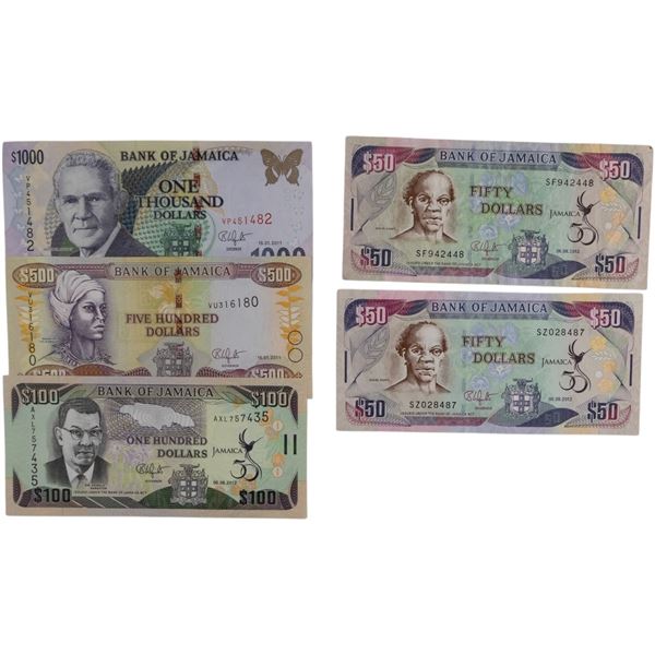 Jamaica Banknote Lot (5 Pieces)