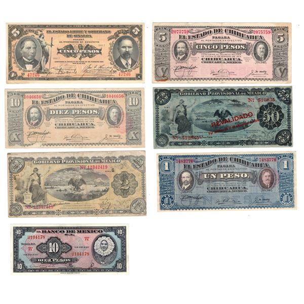 Mexico 1914-57 Banknote Lot (7 Pieces)