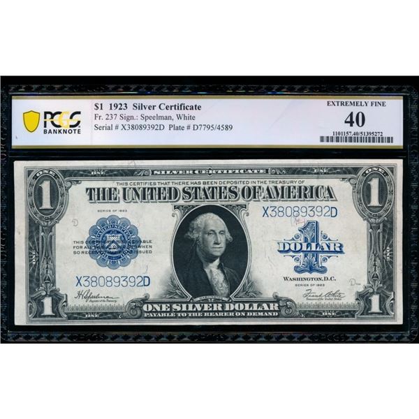 1923 $1 Silver Certificate PCGS 40