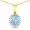 Image 1 : 14KT Yellow Gold 1.05ctw Aquamarine and Diamond Pendant
