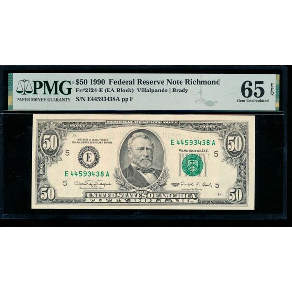 1990 $50 Richmond FRN PMG 65EPQ