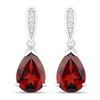 Image 1 : Plated Rhodium 3.80ctw Garnet and Lab Diamond Earrings