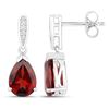 Image 2 : Plated Rhodium 3.80ctw Garnet and Lab Diamond Earrings