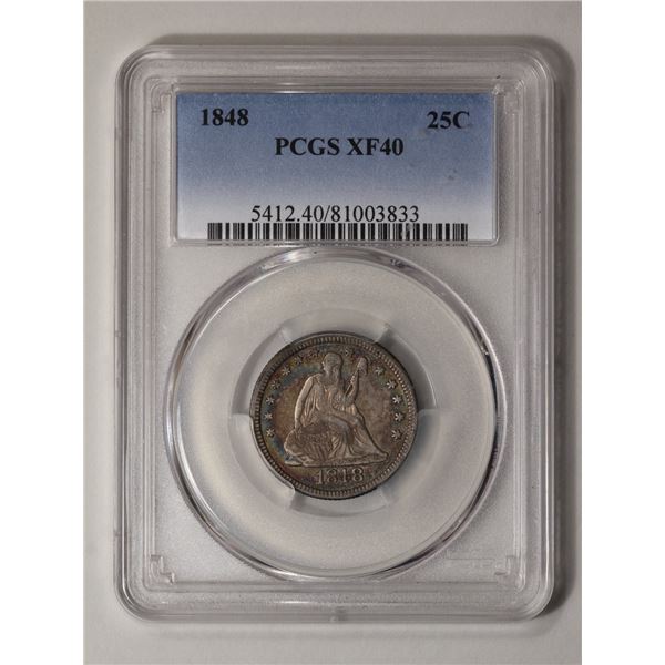 1848 Seated Liberty Quarter PCGS XF40