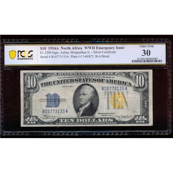 1934A $10 N Africa FRN PCGS 30