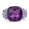 Image 2 : Plated Rhodium 5.85ct Amethyst and Tanzanite Ring