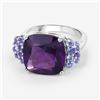Image 4 : Plated Rhodium 5.85ct Amethyst and Tanzanite Ring
