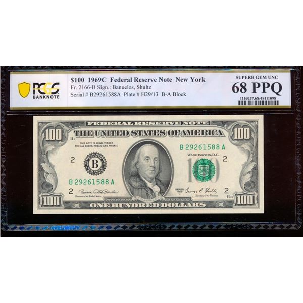 1969C $100 New York FRN PCGS 68PPQ