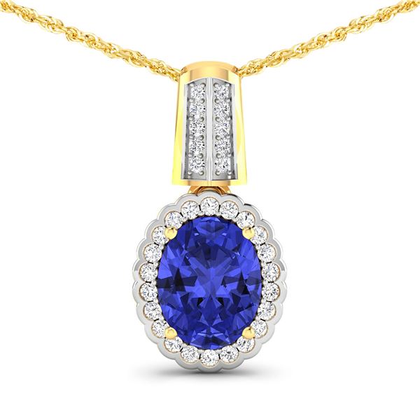 14KT Yellow Gold 1.6ctw Tanzanite and Diamond Pendant