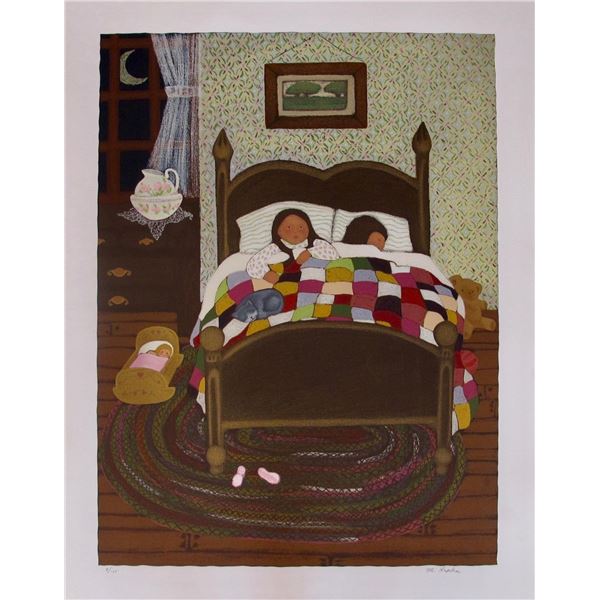 M. KAPLAN Native American Children Hand Signed Limited Edition Lithograph