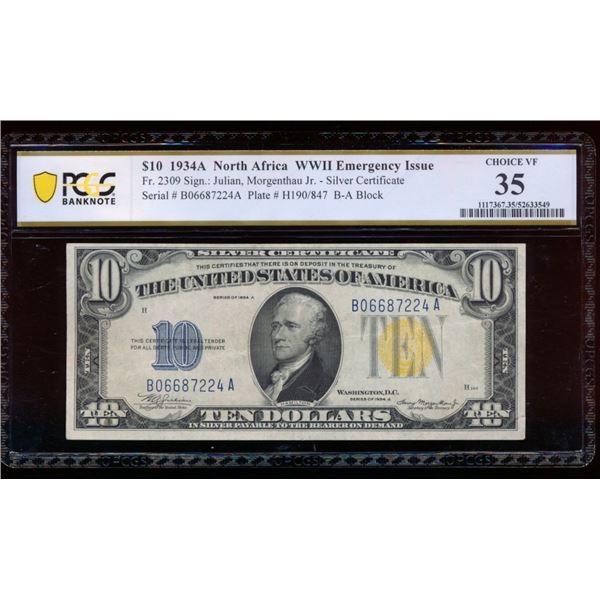 1934A $10 N Africa FRN PCGS 35
