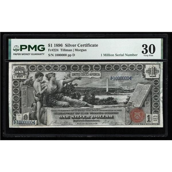 1896 $1 Educational Silver Certificate PMG 30