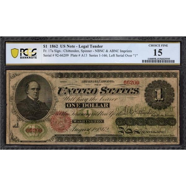 1862 $1 Legal Tender Note PCGS 15